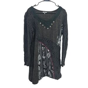 Dark Romantic Lace Patchwork Tunic XL Whimsigoth Fairy Grunge Indie Boho Adore
